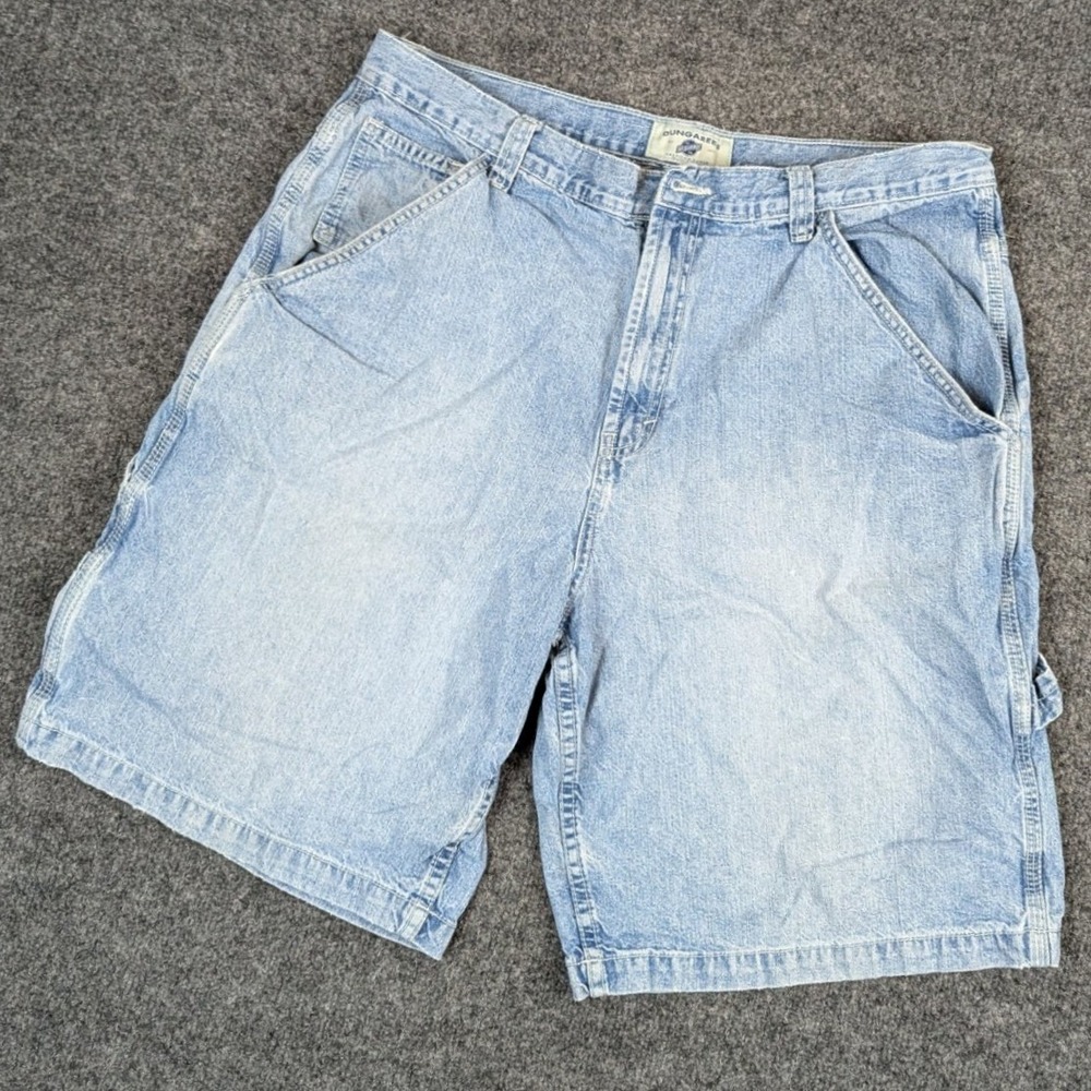 Vintage American Eagle Dungarees Carpenter Denim Shorts Light Wash Mens 34 USA
